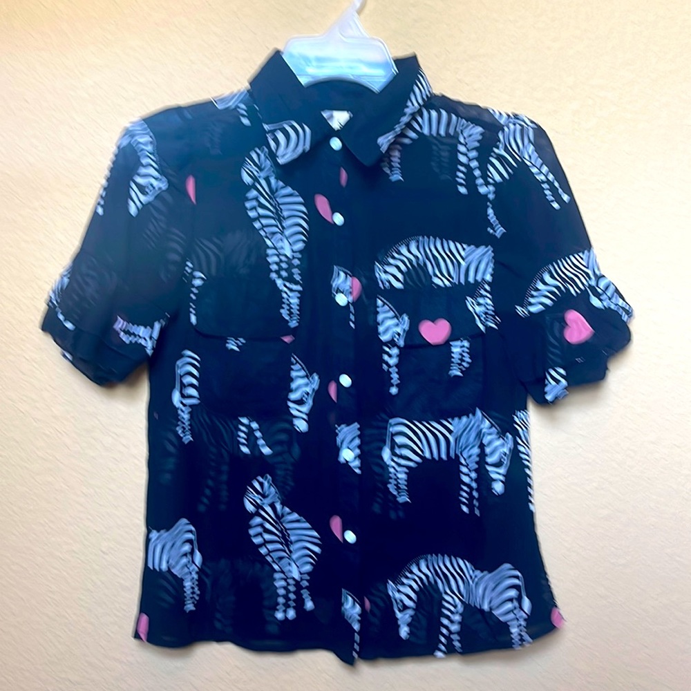 Brand new cute zebra and ❤️ print chiffon top